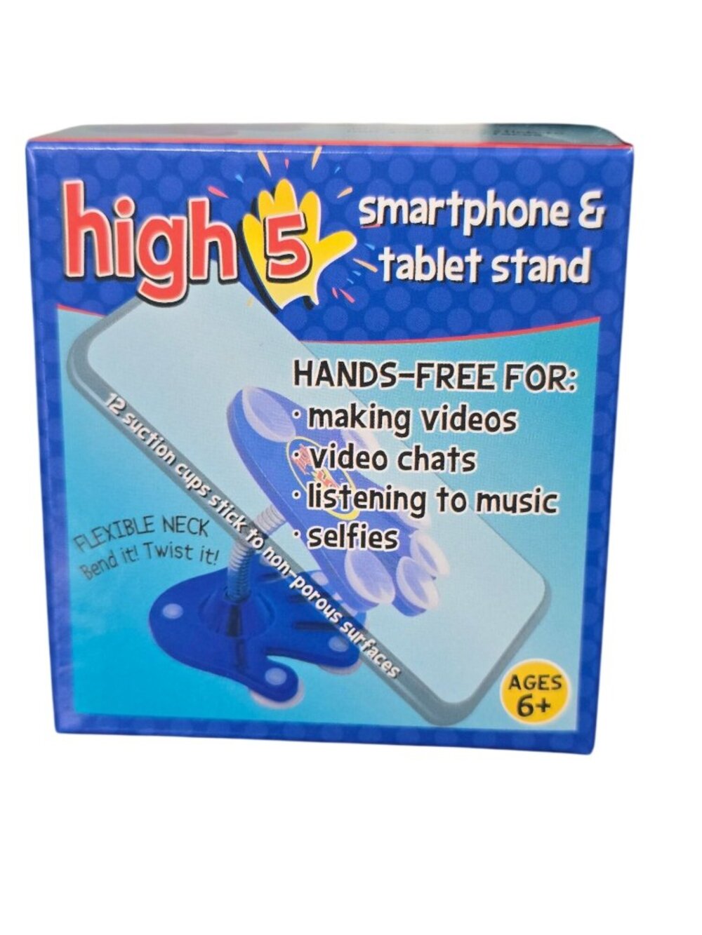 High 5 Smartphone & Tablet Stand Flexible Neck & Suction Cups Hands Free